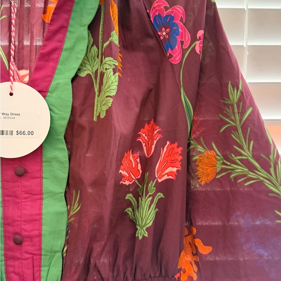 Umgee Women’s Floral Midi Dress in Plum with V-Neck Trim - Picture 4 of 4